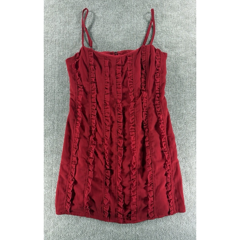Le Lis Red Ruffle Mini‎ Dress Womens Size M Spaghetti Strap Y2K Fairycore
